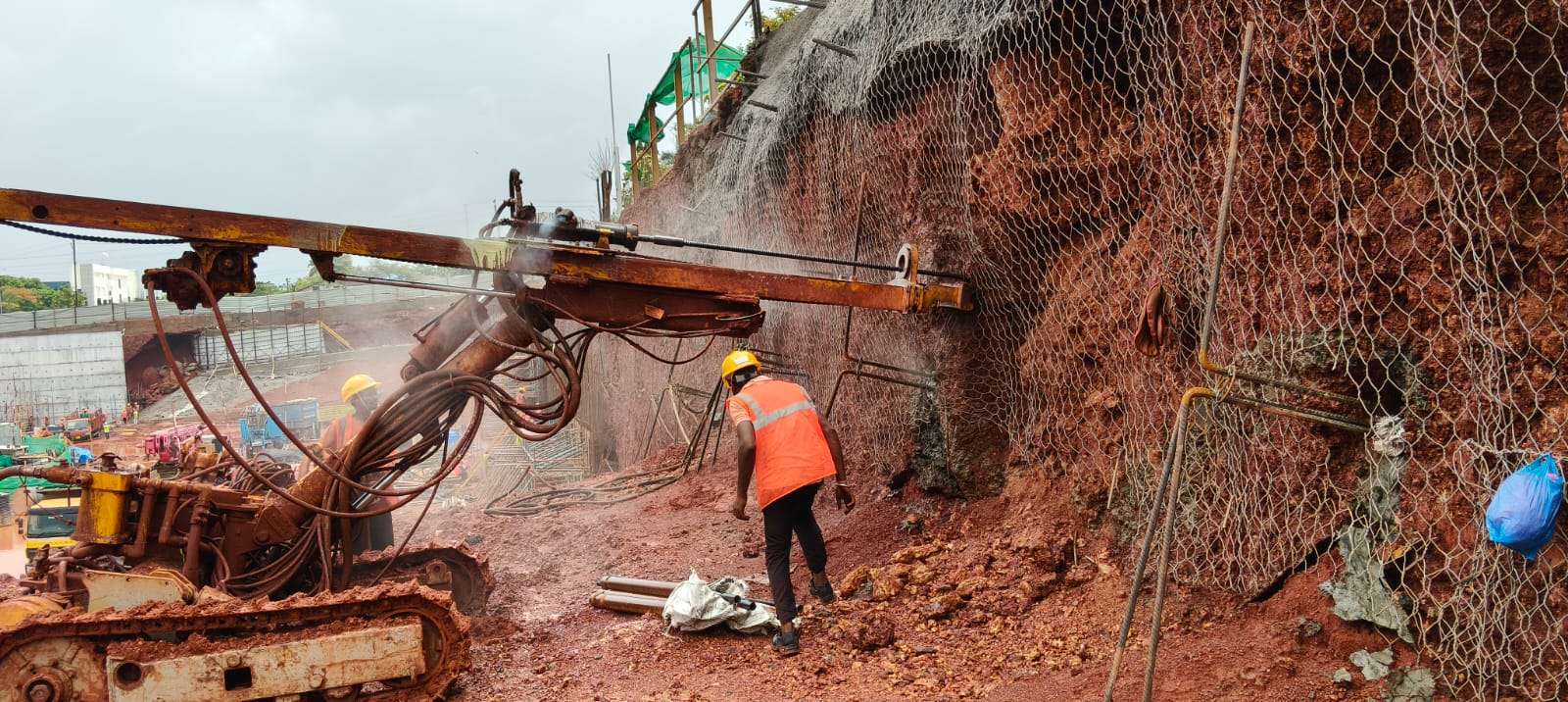 Self-drilling anchoring in slope protection for Spascon project in Verna, Goa